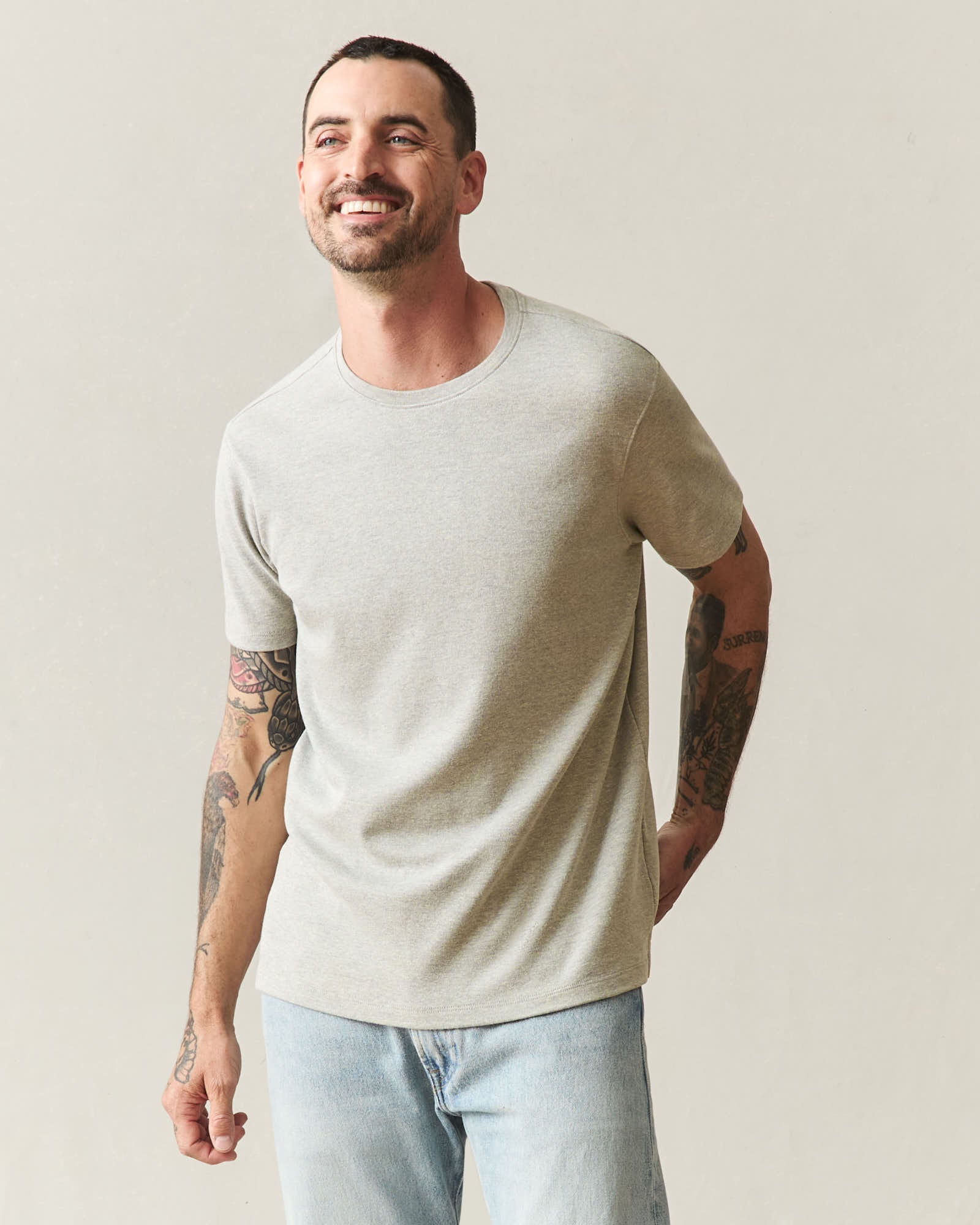 Men's Brushed Tee - Heather Sand Shell