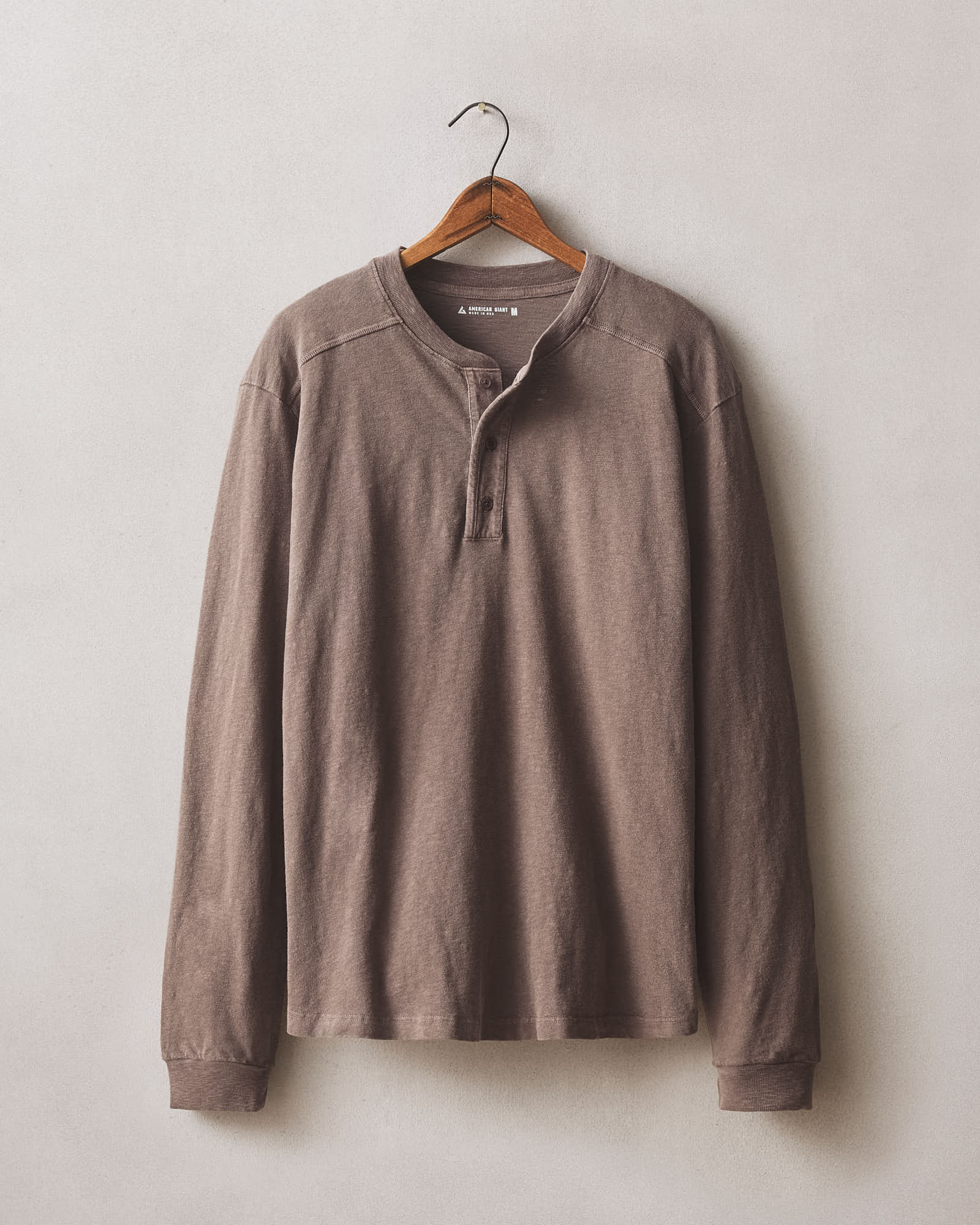 Men's Premium Slub Henley Long Sleeve - Deep Taupe