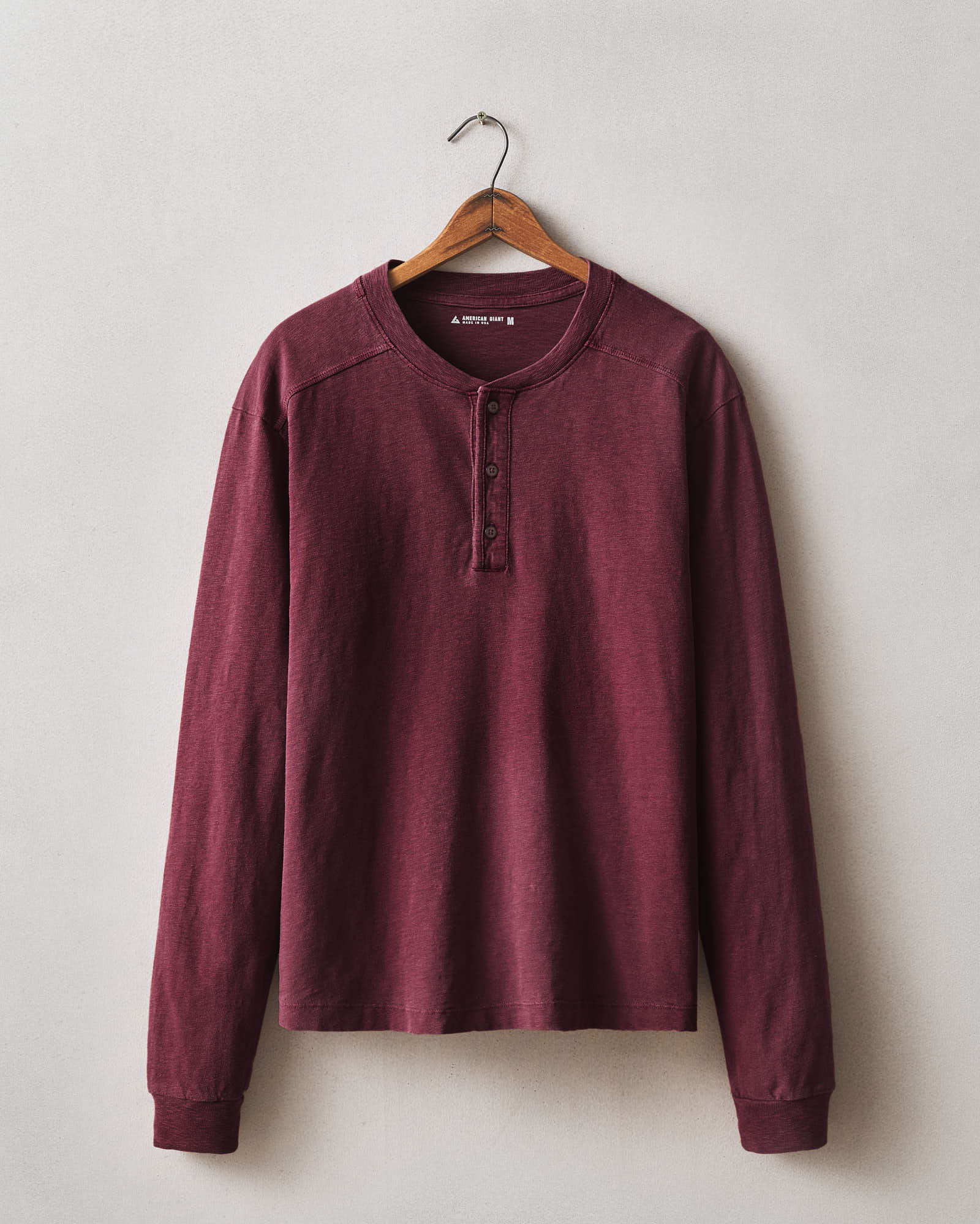 Men's Premium Slub Henley Long Sleeve - Maroon