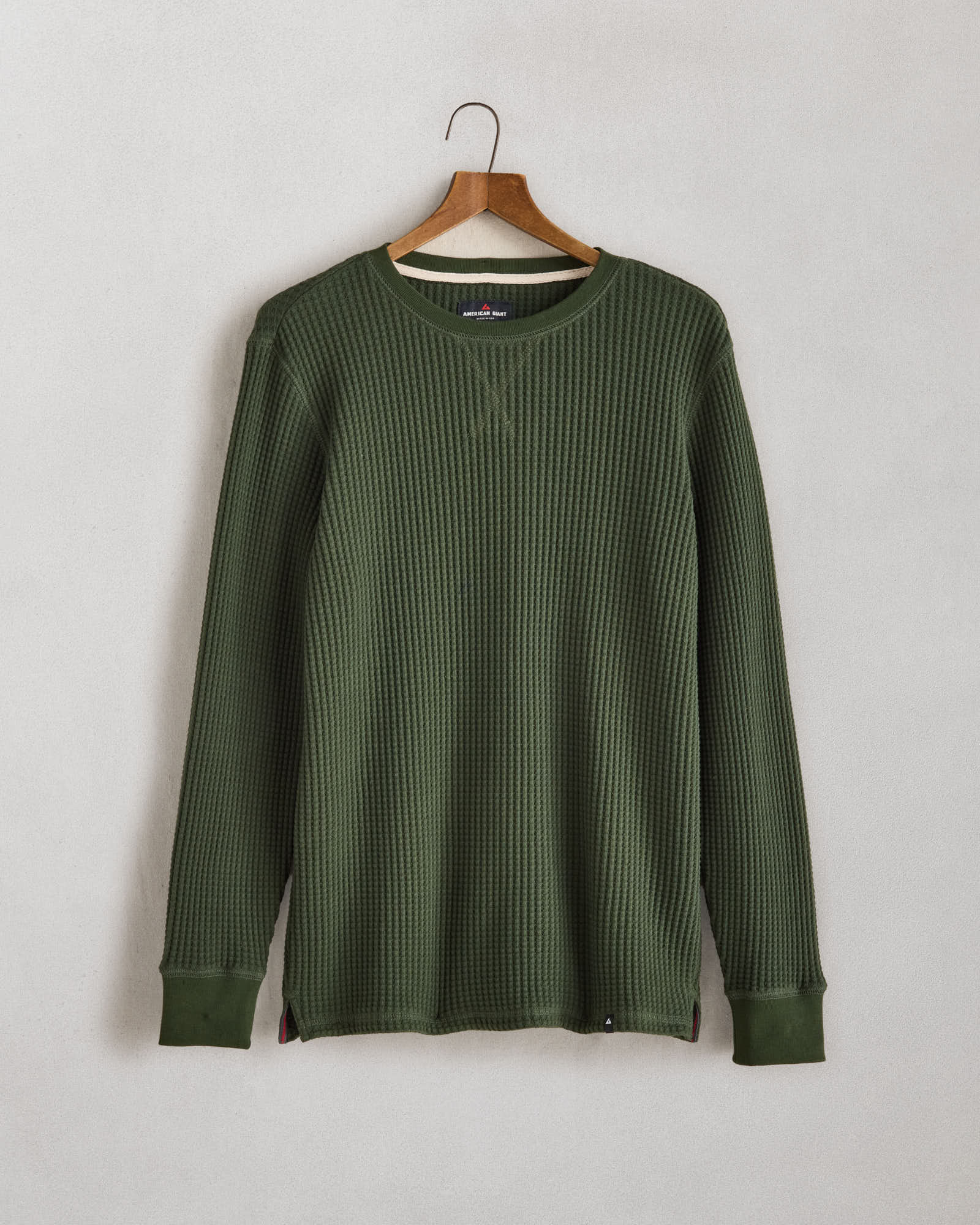 Men's Waffle Long Sleeve Crew - Field Green