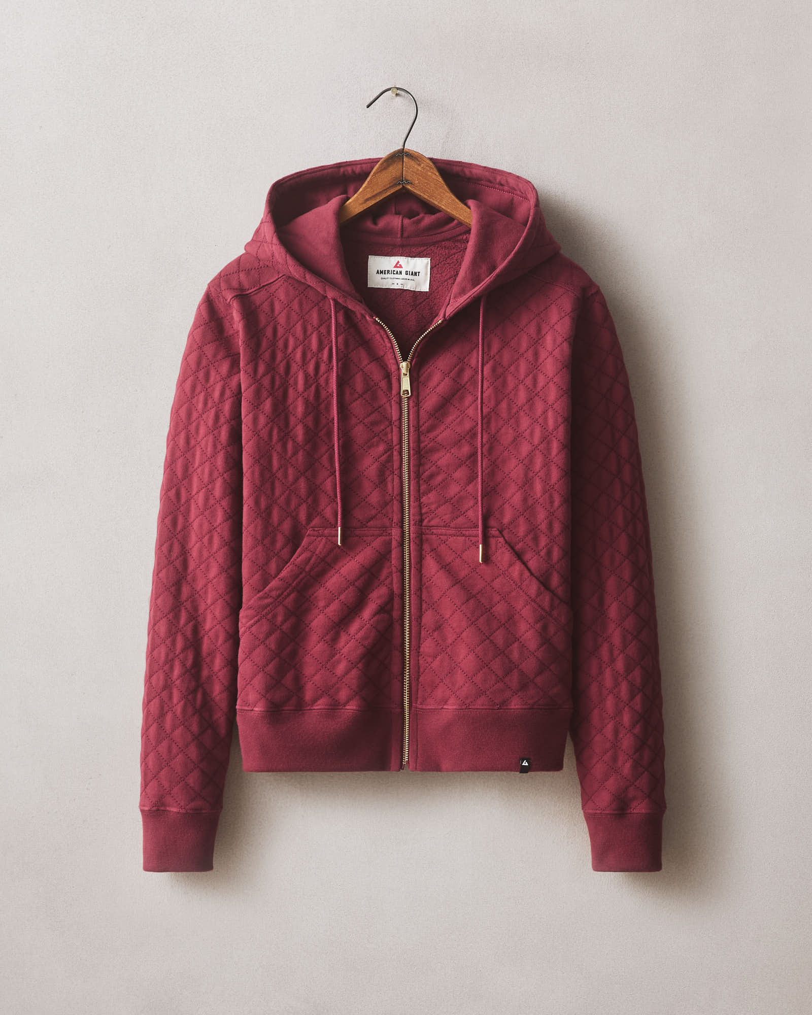 Women's Diamond Stitch Classic Full Zip - Pomegranate