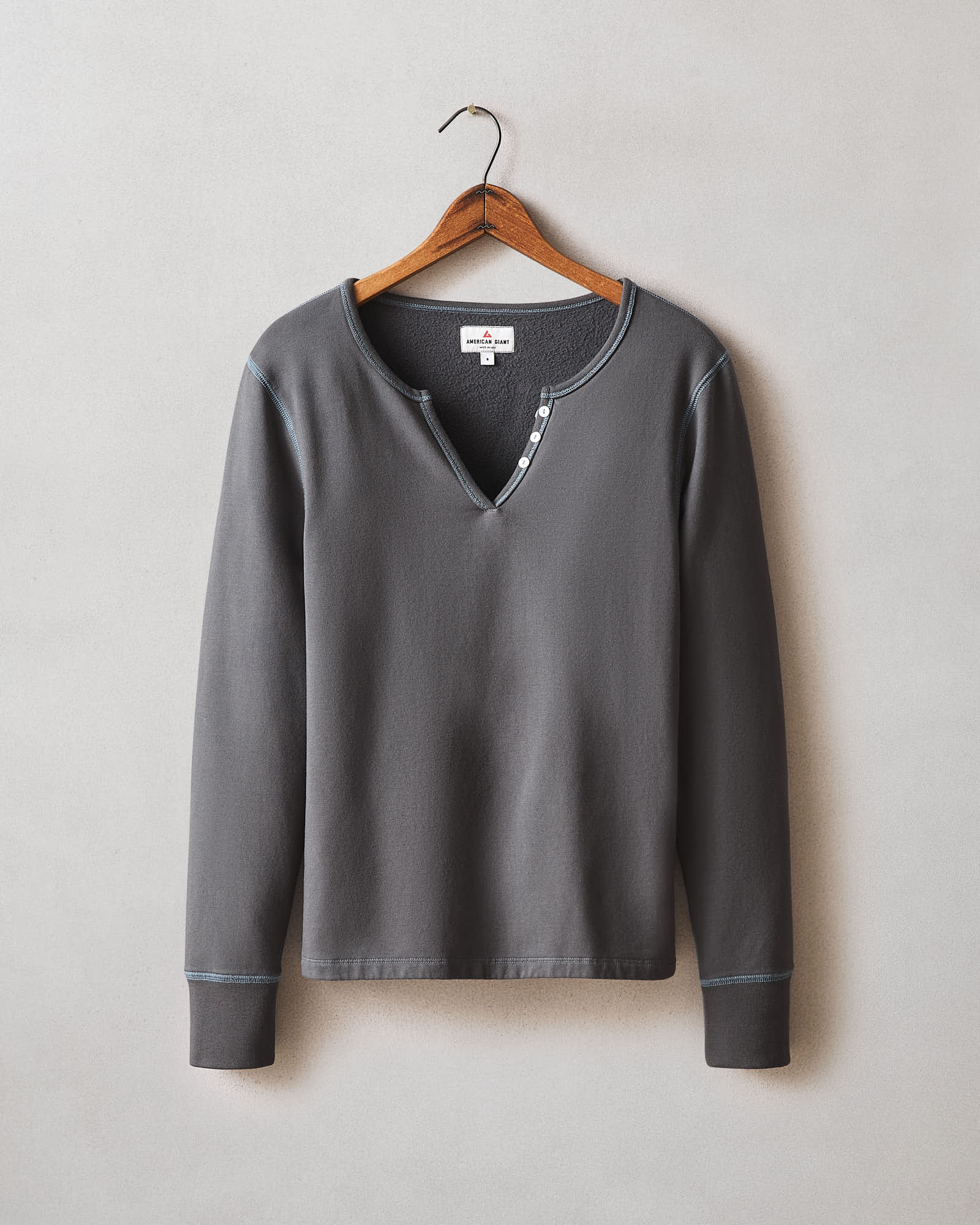 Women's Modal Fleece V-Notch Top - Grey Pinstripe