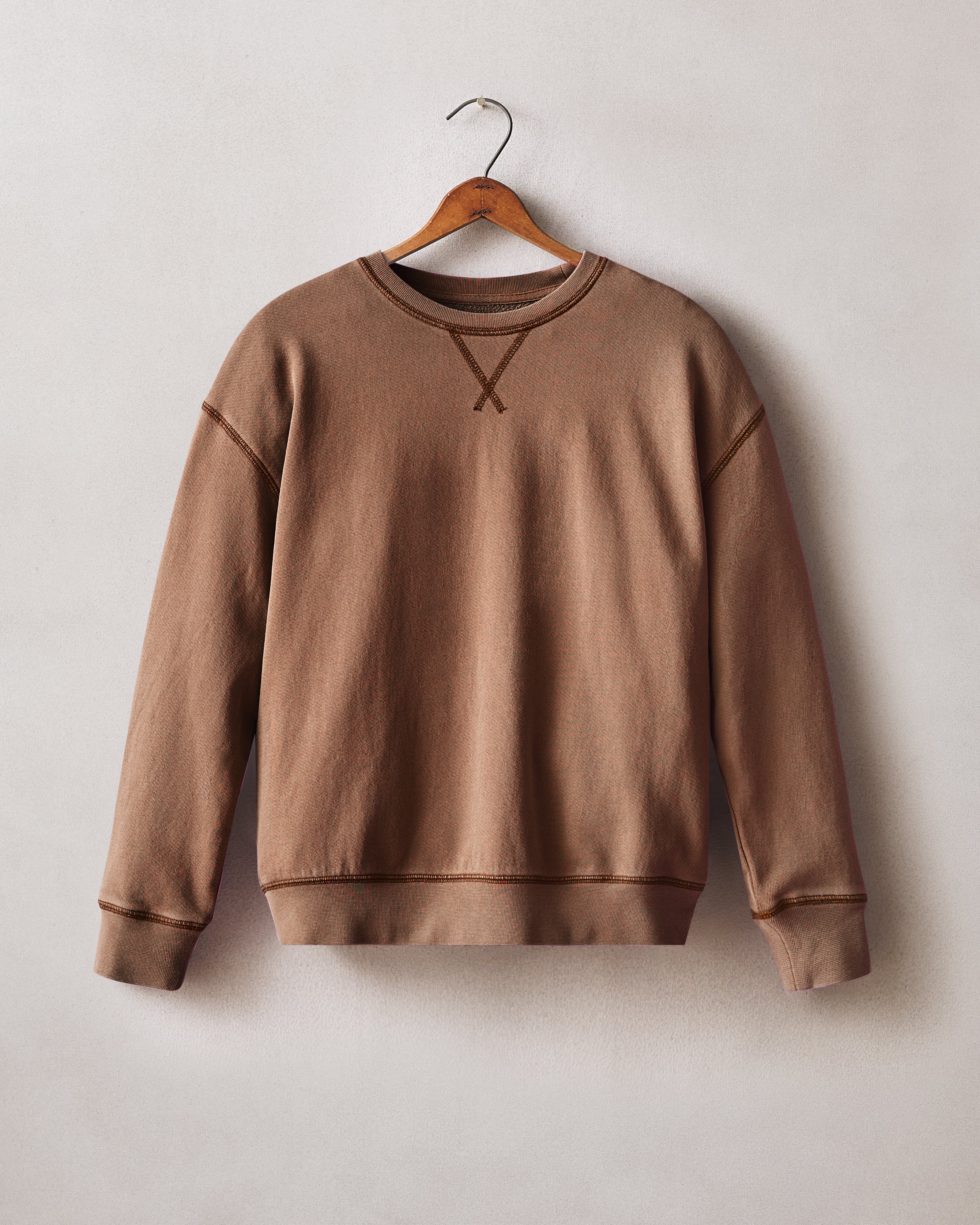 Women's Relaxed French Terry Crew - Downtown Brown