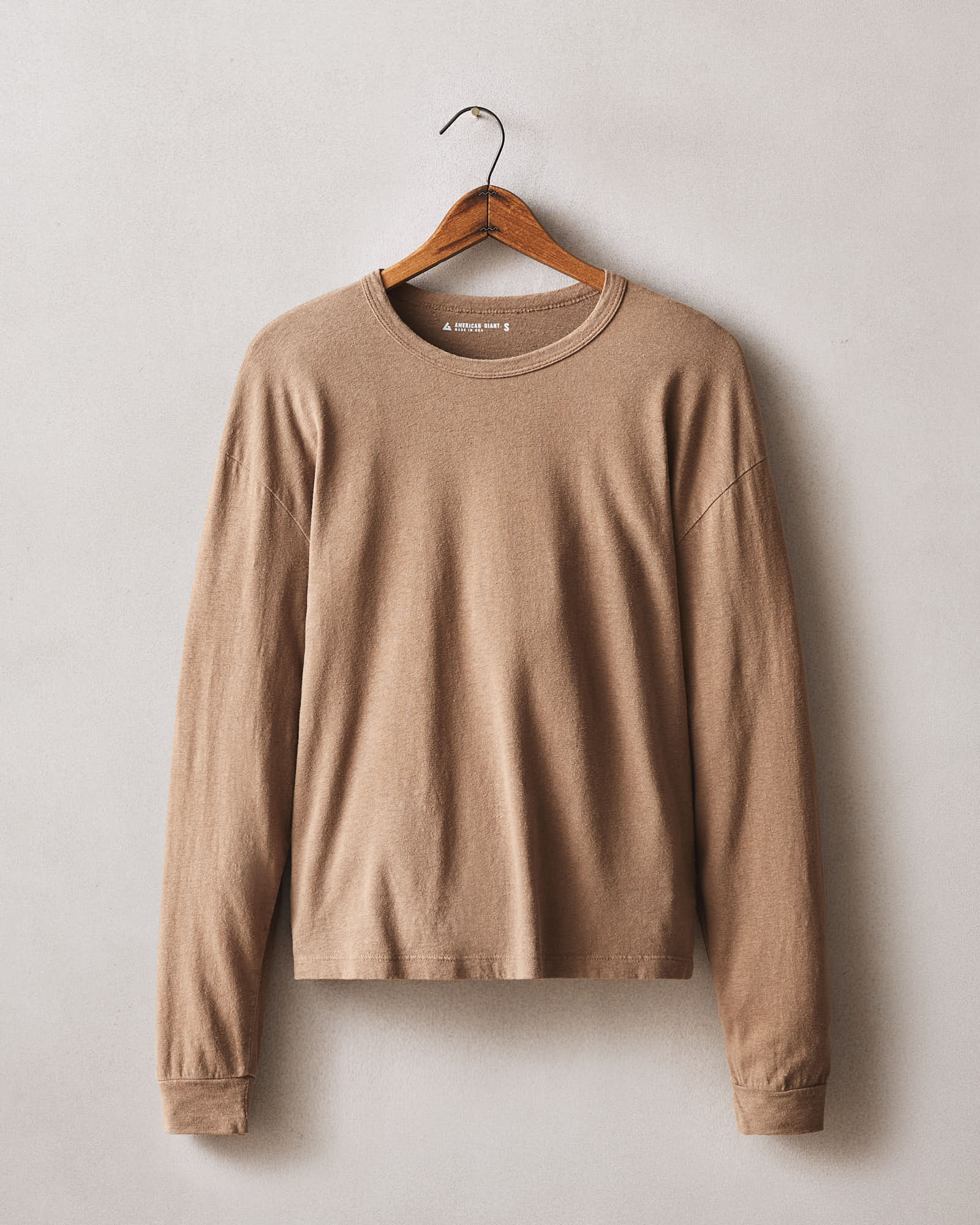 Women's Hemp Long Sleeve Crew Tee - Pine Bark