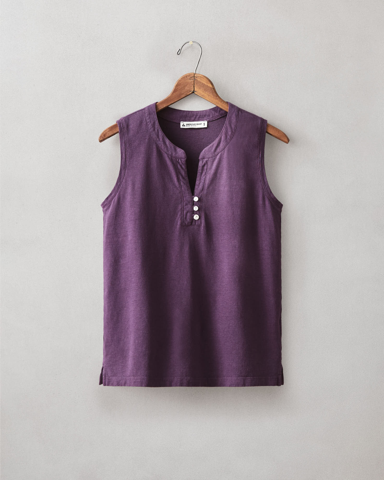 Women's Hemp Sleeveless Henley - Hortensia